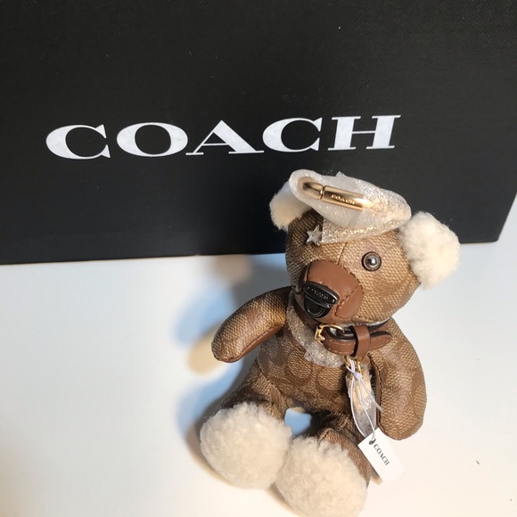 Coach Bear Bag Charm In Signature Canvas New with Tags.•*🐻 - Picture 2 of 10